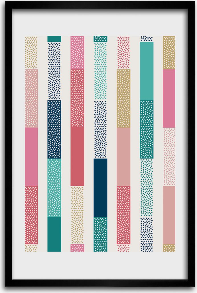 Bild - Bilderrahmen - 40 cm x 60 cm - MDF - Rahmen - Wandkunst - Farbige Streifen