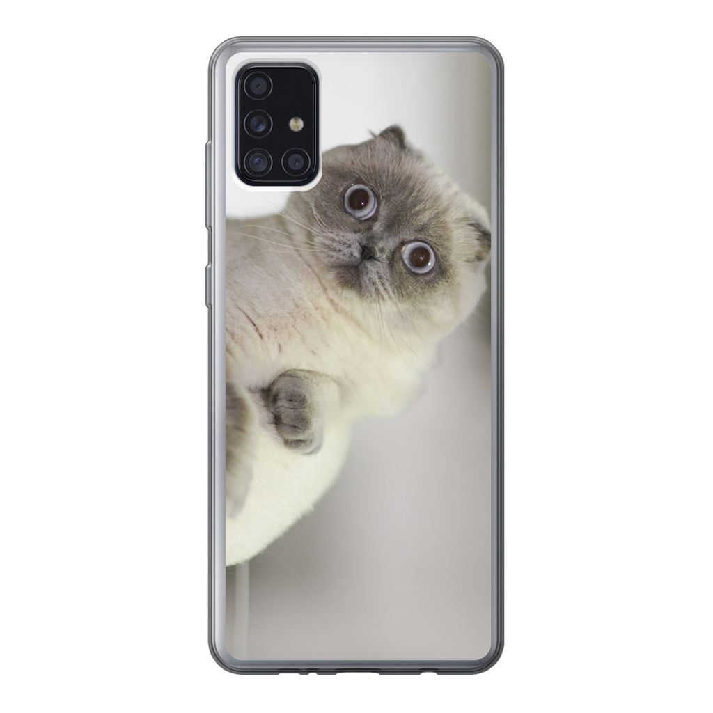 MuchoWow Handyhülle Schutzhülle Hülle für Samsung Galaxy A52 5G Katze - Tier - Wohnzimmer Silikon Softcase Handy Hülle - Umschlag