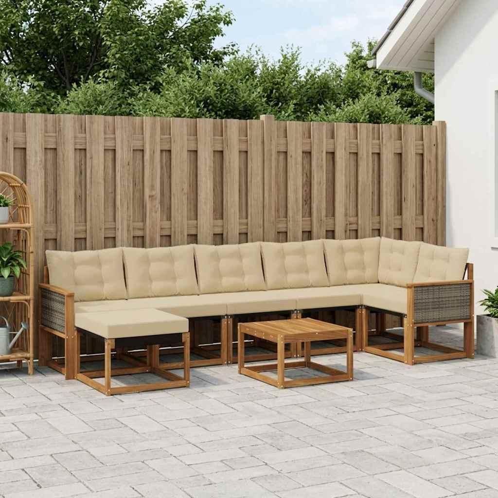 Möbel Outdoor-Sofagarnitur mit Kissen 8 pcs Natur und BeigeGartensofas - Gartensofas c661