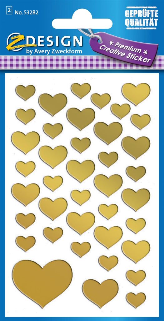 AVERY Zweckform ZDesign CREATIVE Sticker "Herzen" gold 2 Produktbild 