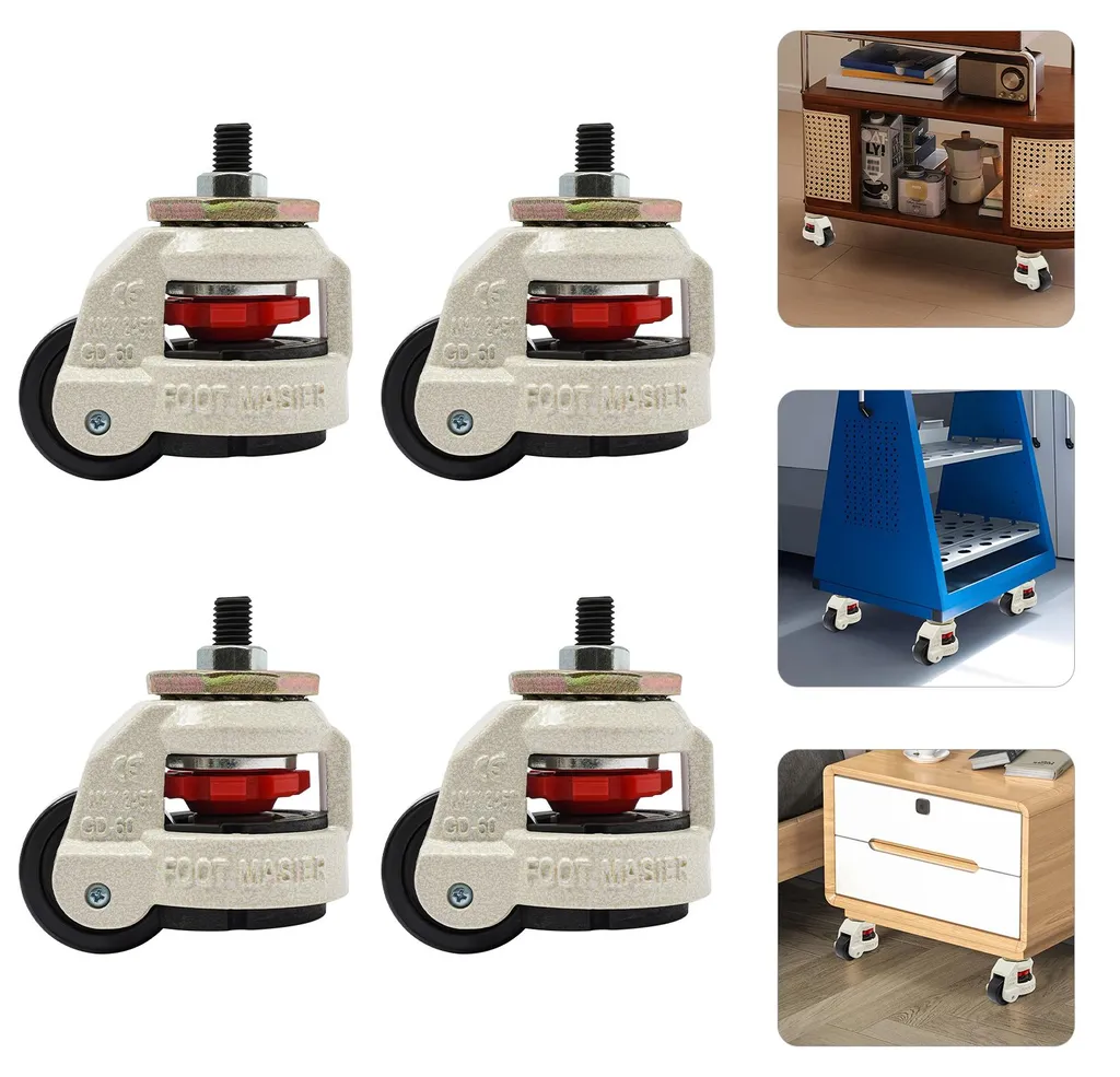 Roulette pour machine lourde 250kg - Stabilisation nylon et acier 101mm
