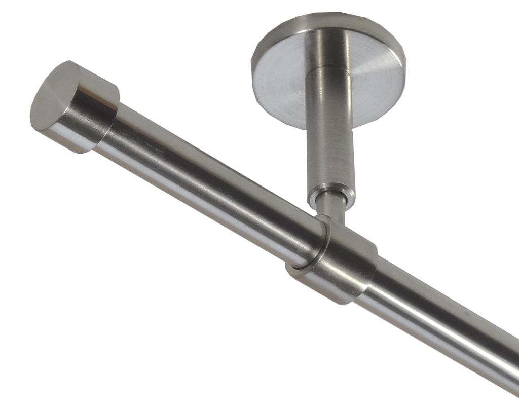 Gardinenstange mit  Edelstahlrohr V2A 16mm Wandträger Produktbild 