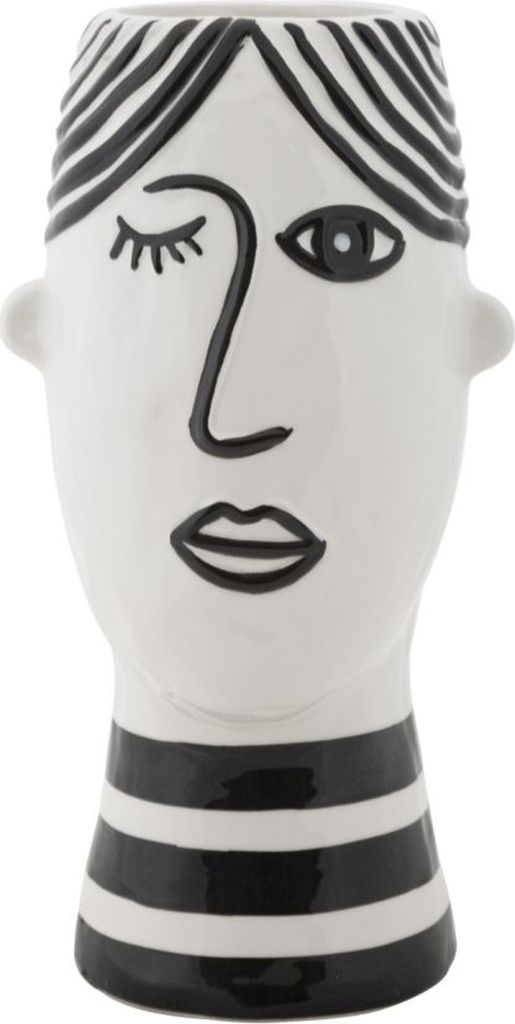 Mauro Ferretti Vase Gesicht 13,2x11,8x26,3 cm weiß schwarz Produktbild 