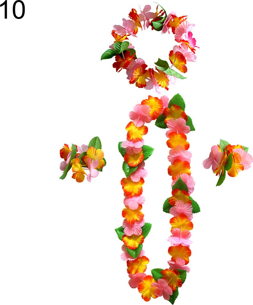 Lei Kit lebendige Farben atmungsaktive Party bevorzugt Hawaiian Party Dekorationen Halsketten Lei Armband für den Outdoor-10