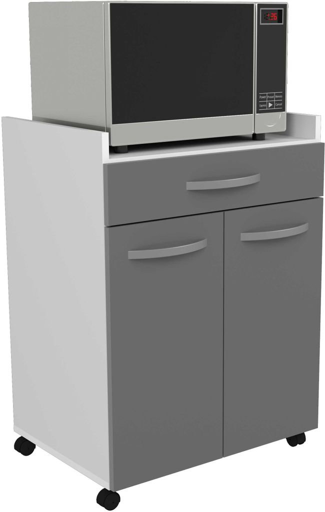 Eko Mikrowellenschrank mit Rollen - 2 Türen und 1 Schublade Produktbild 
