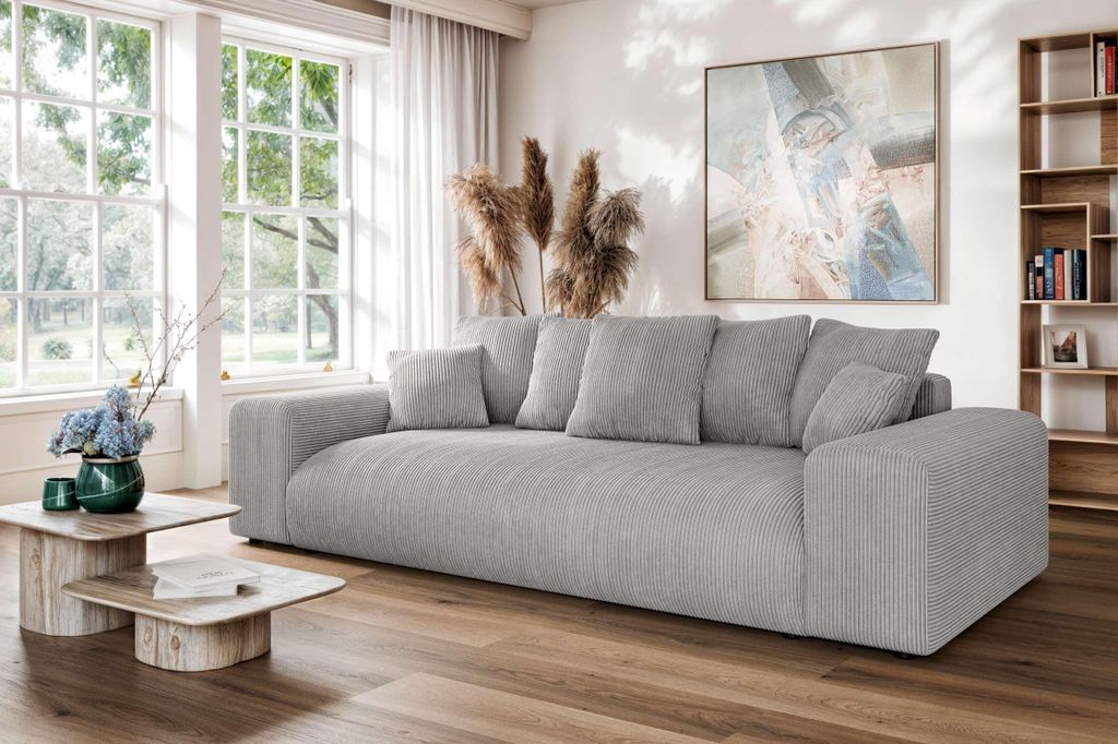99rooms Emilia Bigsofa Cordstoff LINCOLN Silber