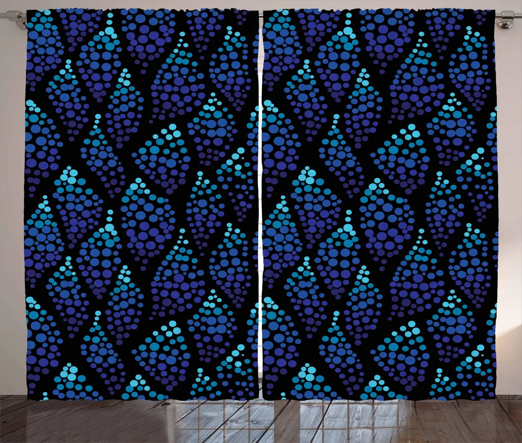 ABAKUHAUS Tenda rustica astratta, illustrazione a onde puntinate, tende universali per soggiorno con passanti e ganci, 280 x 175 cm, viola pallido blu indaco