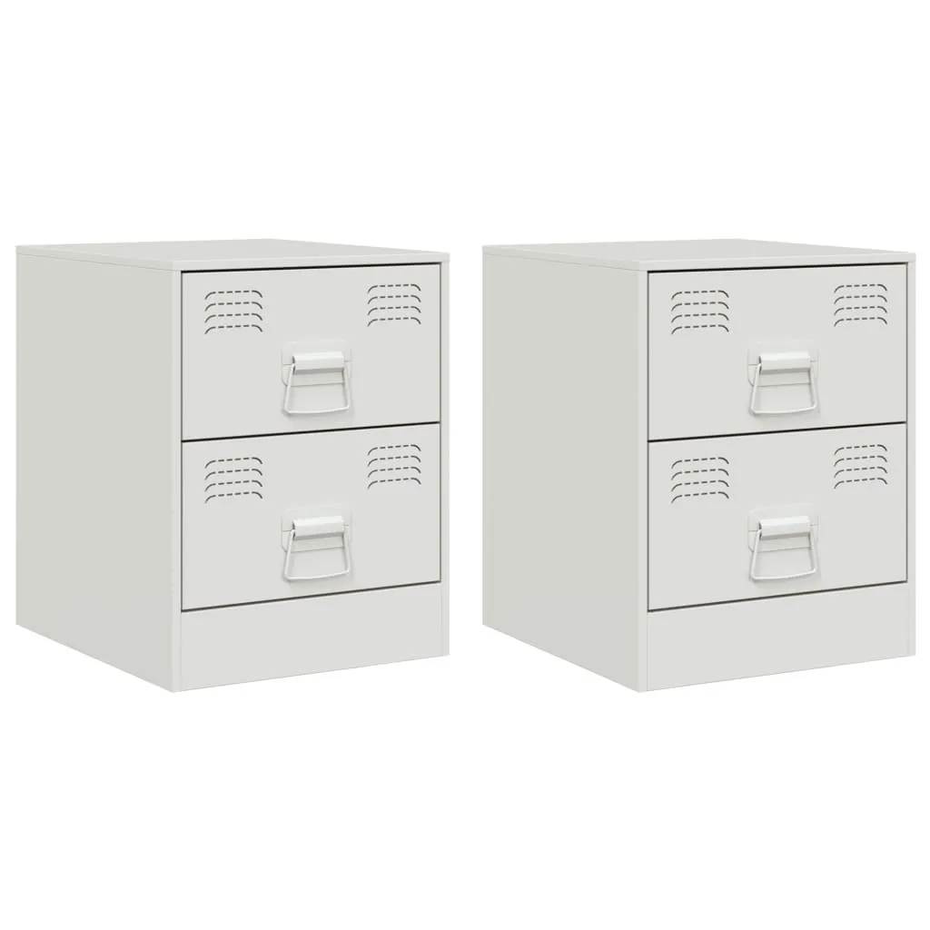 SYFAX™ Comodini 2 pz Bianchi 34,5x39x44 cm in Acciaio
