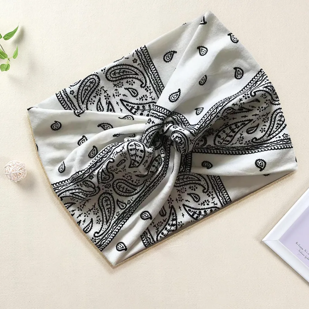 Fascia Capelli Paisley Cotone Bianco Vintage - Look Boho Everyday