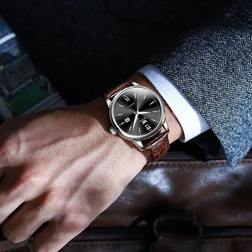 Orologio 9957 OLEVS per gli uomini al quarzo movimento cinturino in pelle grande