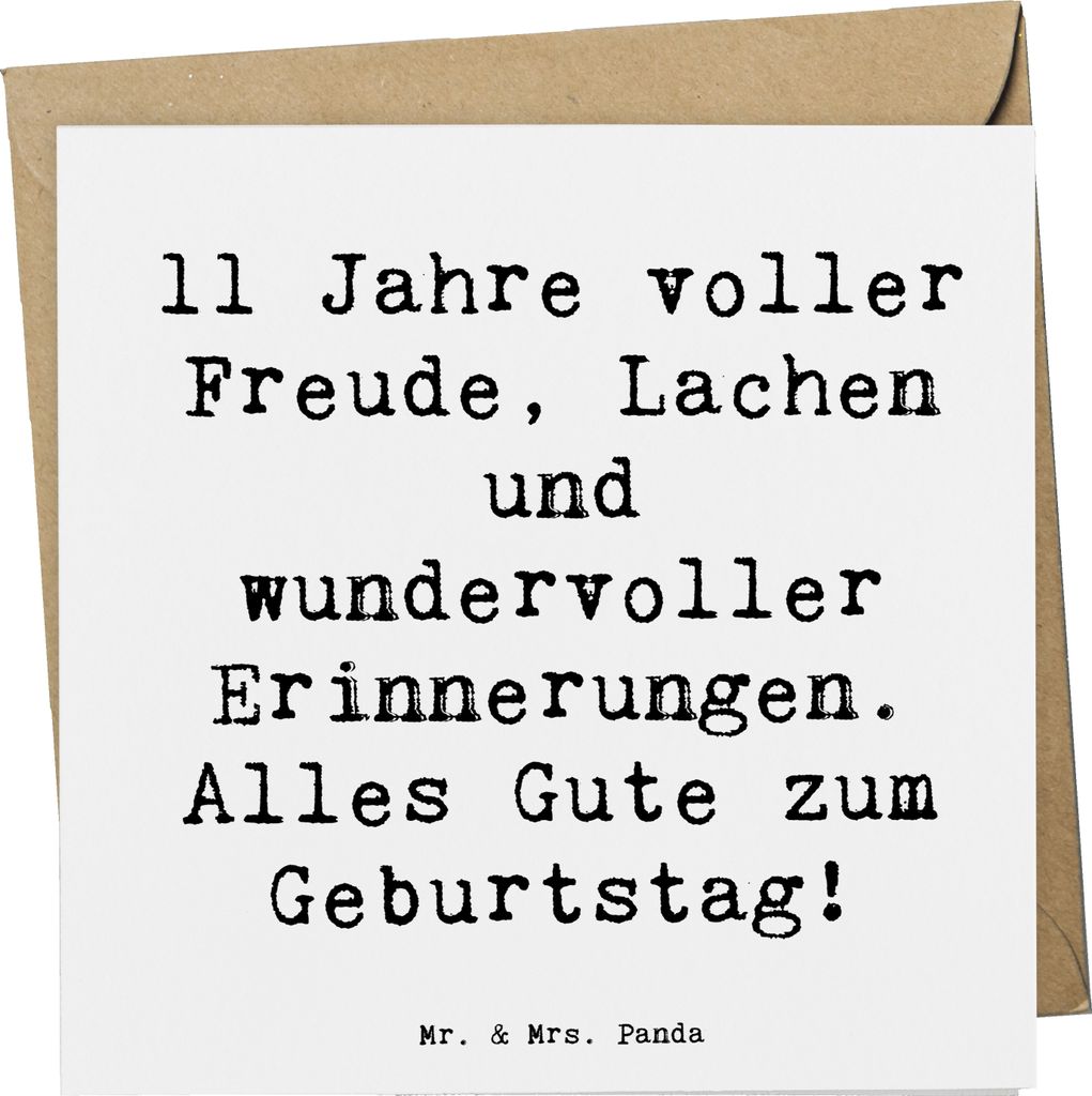 Mr. & Mrs. Panda Grußkarte Spruch 11. Geburtstag - Weiß - Geschenk, faltkarte, herzliche Wünsche, Feiern, Glückwunschkarte, anlasskarte, Happy ...