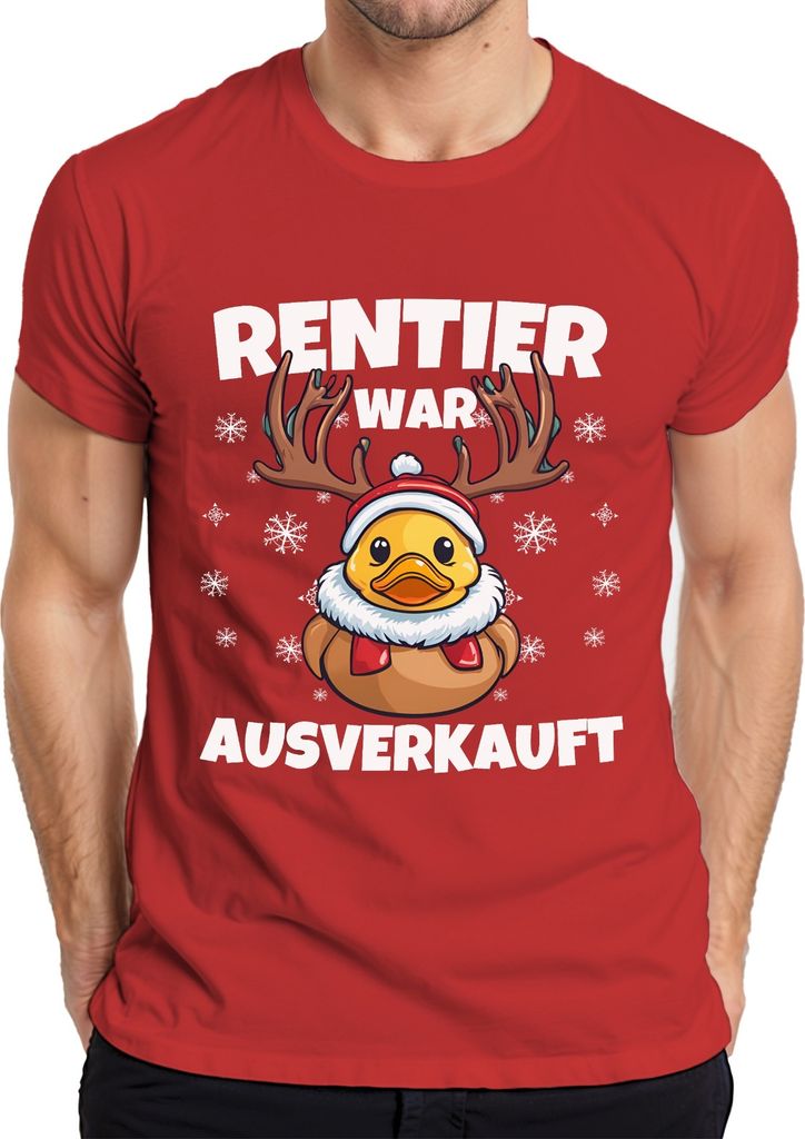 Rentier War t Ente Elch Lustig - Weihnachten Xmas Christmas Herren T-Shirt, Rot, 3XL
