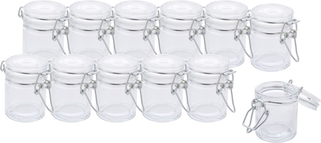 VBS XXL Mini Bügelgläser 12er Set 30 ml 3.3 cm Innen 4.3 cm Außen 6.3 cm Hoch