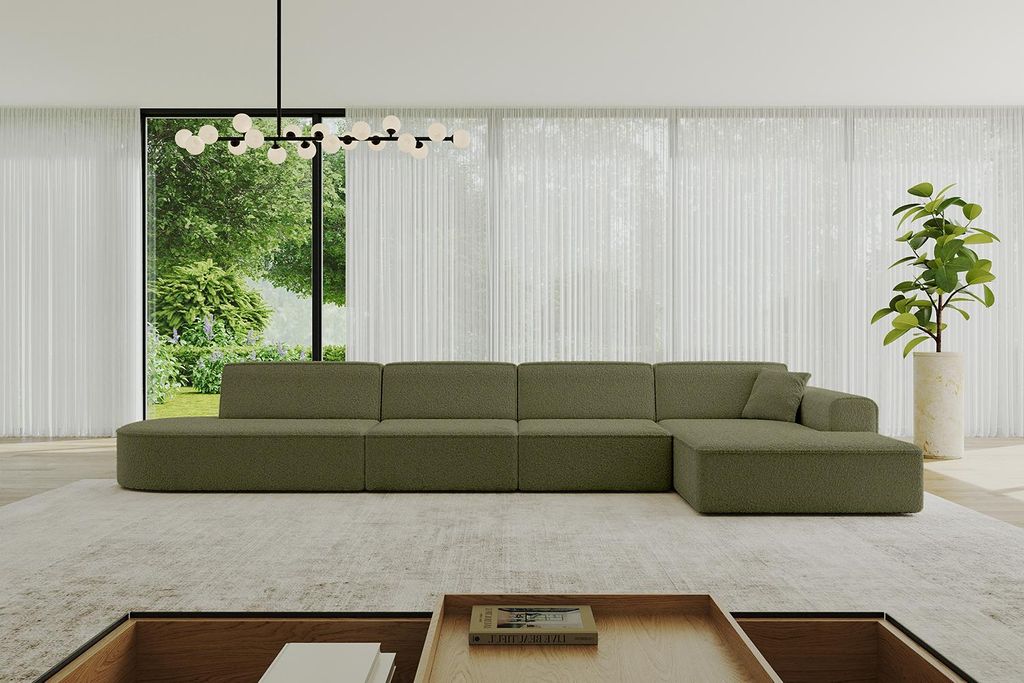 ALTDECOR Ecksofa in L-Form IREA-L3-v3 412x165x77 cm Grün Corner Sofa Eckcouch Couch Wohnlandschaft Cauchsofa