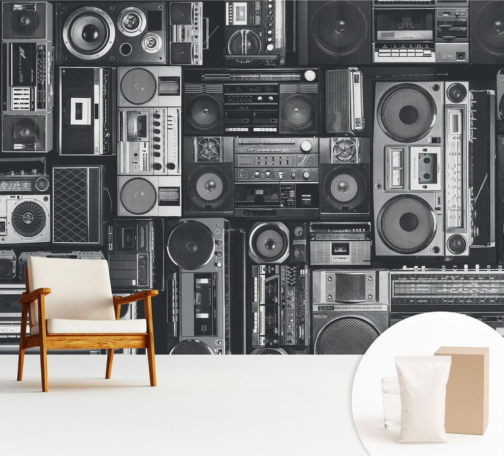 Fototapete - 312x219 cm - Tapete - Wandtapete - Wandbilder - Dekofolie - Tapete Folie - Wand - Dekoration - Wohnzimmer - Retro-Radio