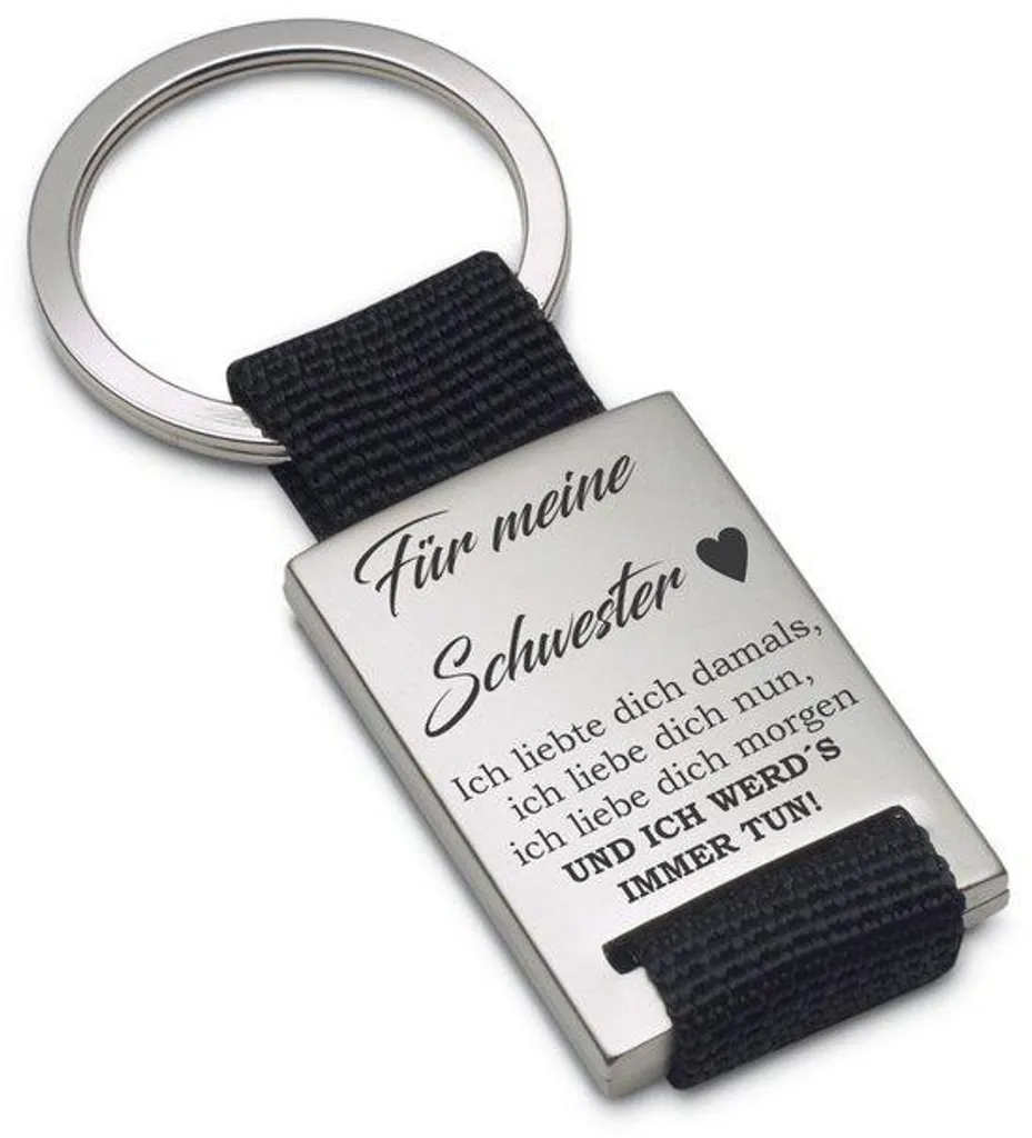 Porte-clés gravé Je t'aime ma sœur en acier inoxydable argenté