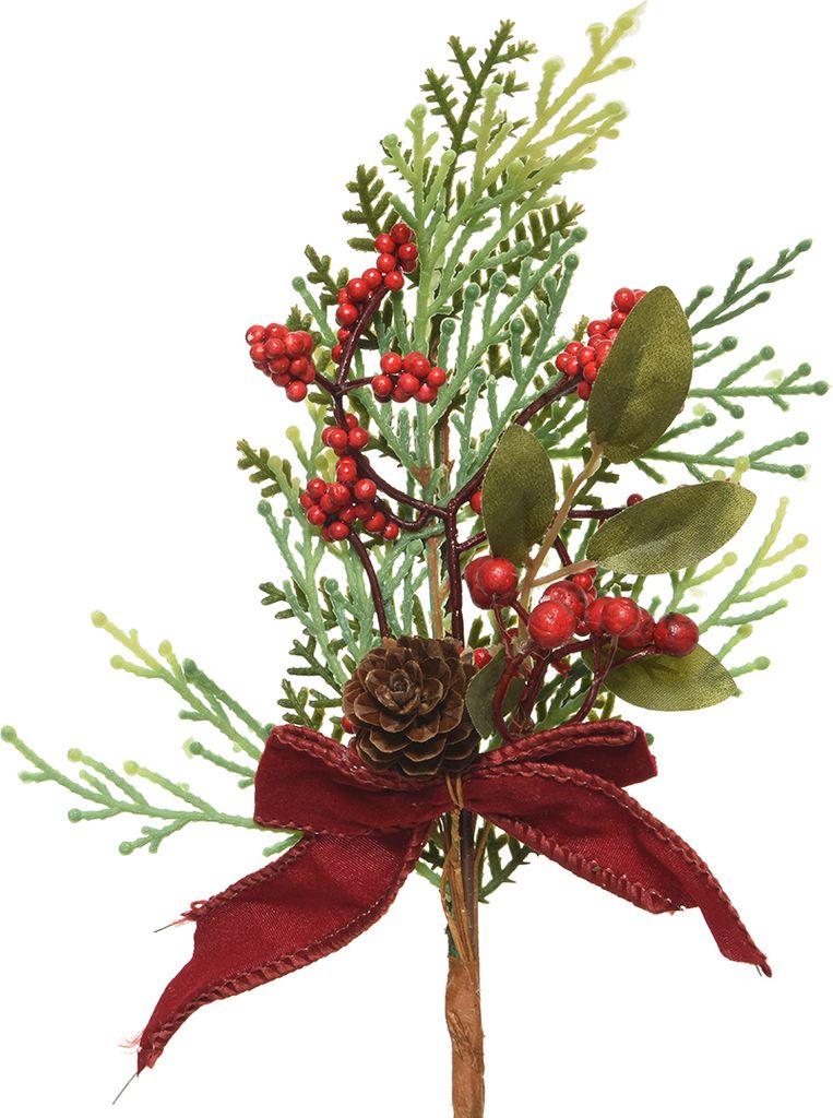 Tannenzweig künstlich 25cm mit roten Beeren und Produktbild 