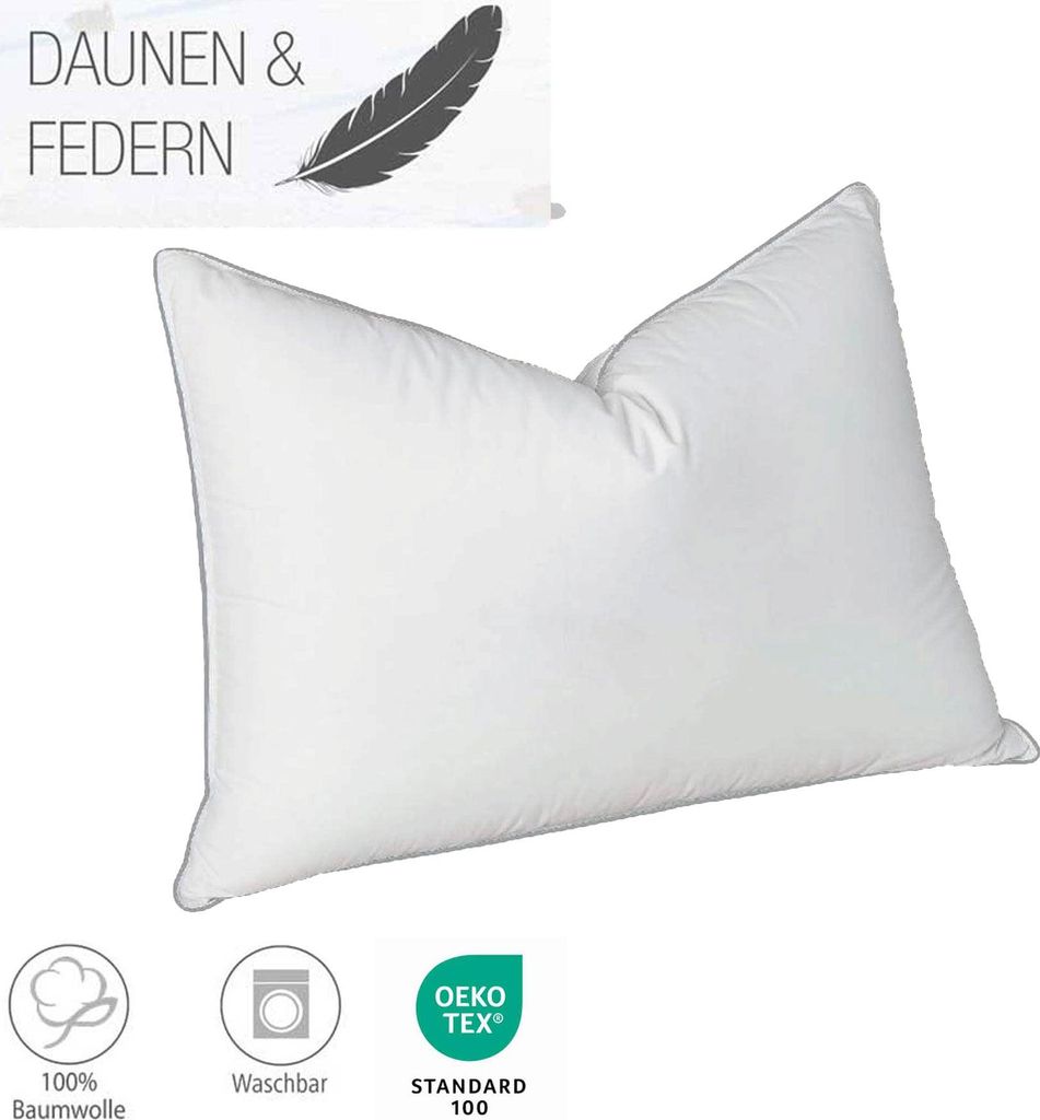 Kopfkissen Feder Daune 40x80cm Baumwolle Natur Hotel Pension
