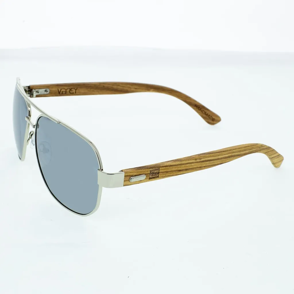 Lunettes Aviateur Bois VeyRey Homme - Conduite et Plage Silver