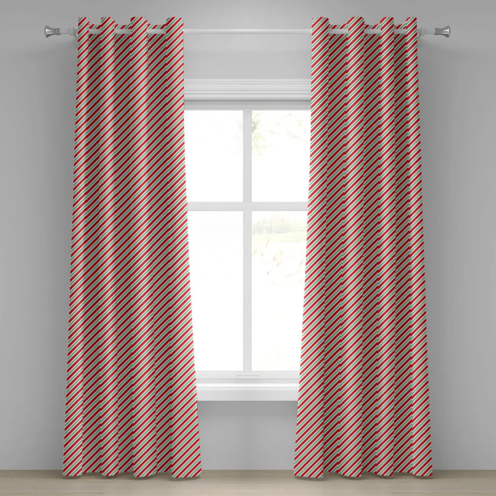 Déco Noël Rideau Rayures Vert Rouge 280x245 cm pour Masquer le Vis-à-vis