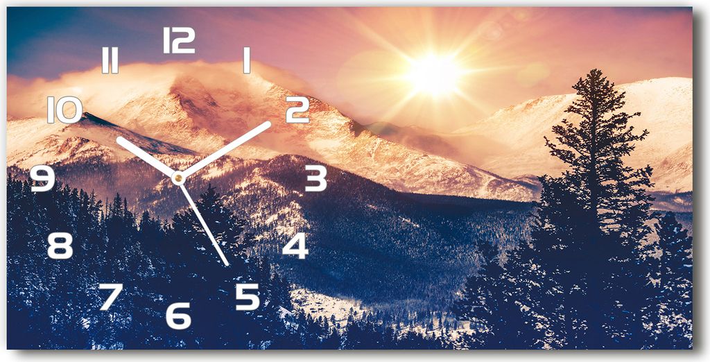 Wanduhr aus Glas – 60x30 cm - Glasbild - Glasuhr - Gehärtetes Glas - weisse-zeiger - Colorado Mountains