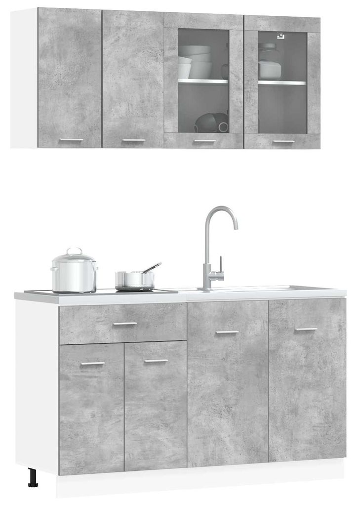 vidaXL Ensemble de cuisine LYON, 4 pièces, gris béton, Image du produit 