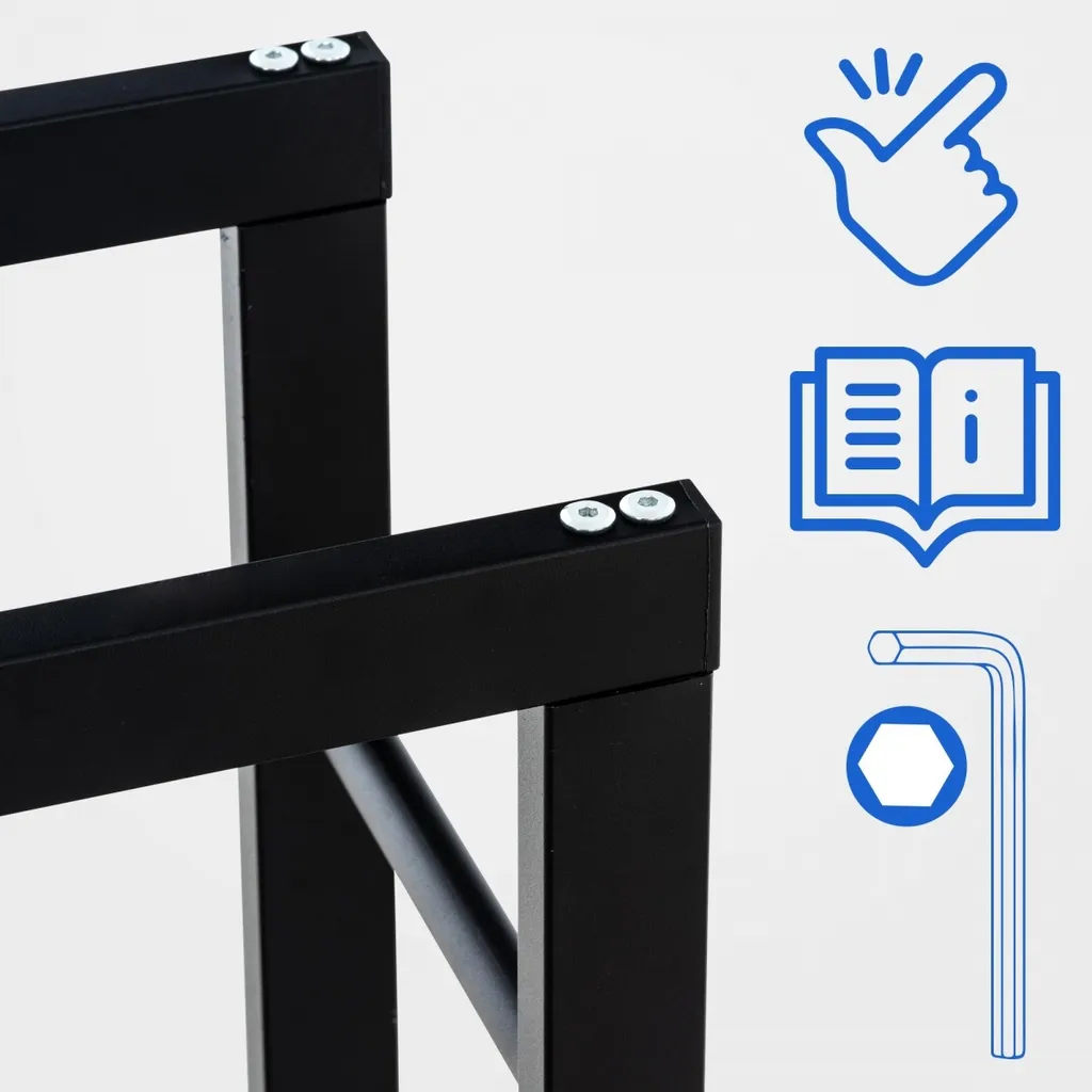 Support bois et métal noir Keri 125 cm, structure mobile renforcée - 7