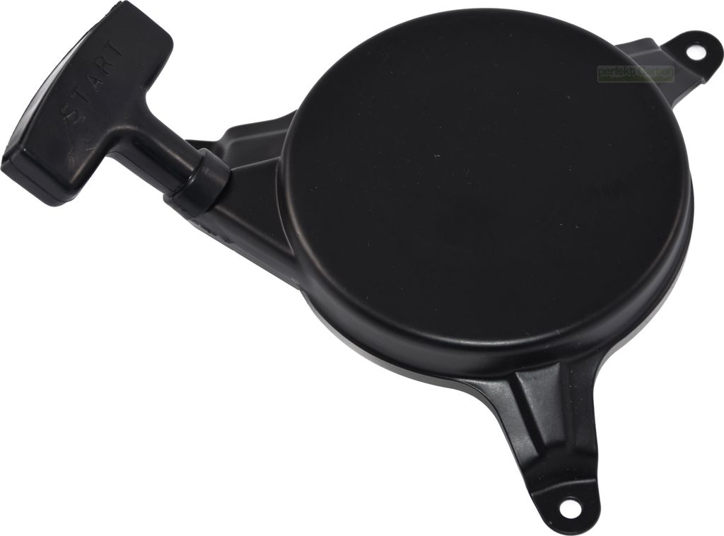 A black starter pull cord assembly for a lawnmower, shown against a white background.