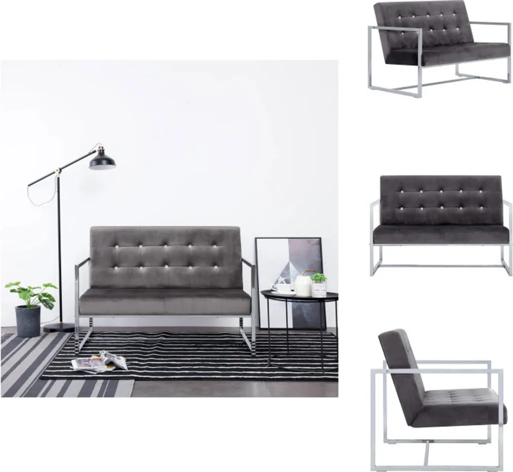 Canapé 2 places idéal petit salon : Velours gris foncé et Chrome vidaXL