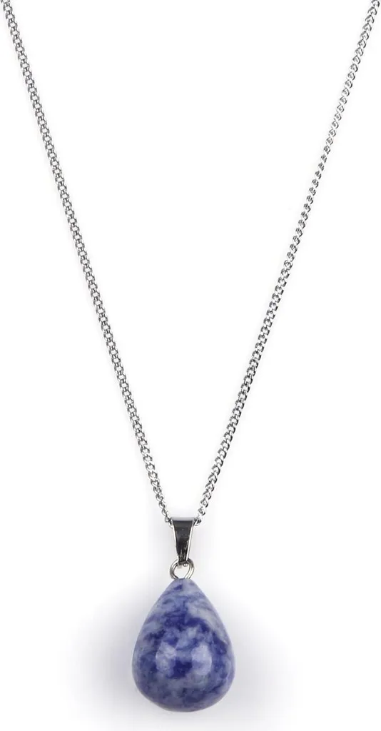 Pendentif sodalite naturelle en forme de goutte avec sa chaîne 3cm