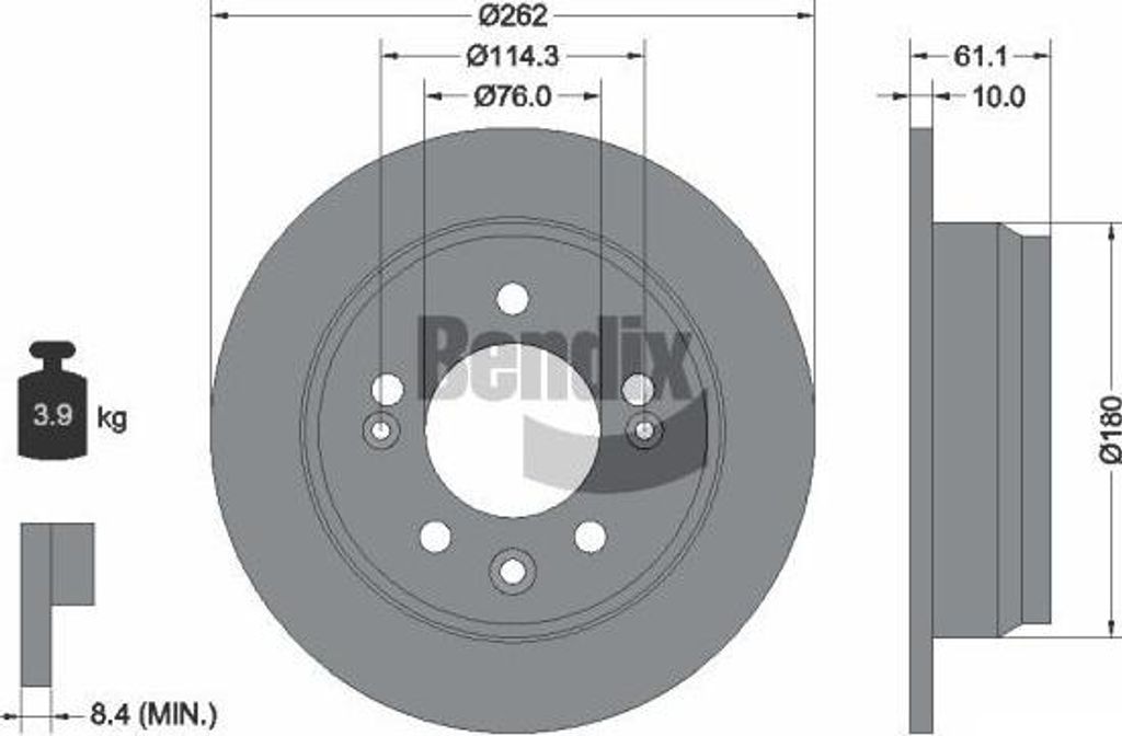 BENDIX Braking BDS1111 Bremsscheibe OE 584111H300 kompatibel mit i30, iX35, Ceed, Proceed, Sportage