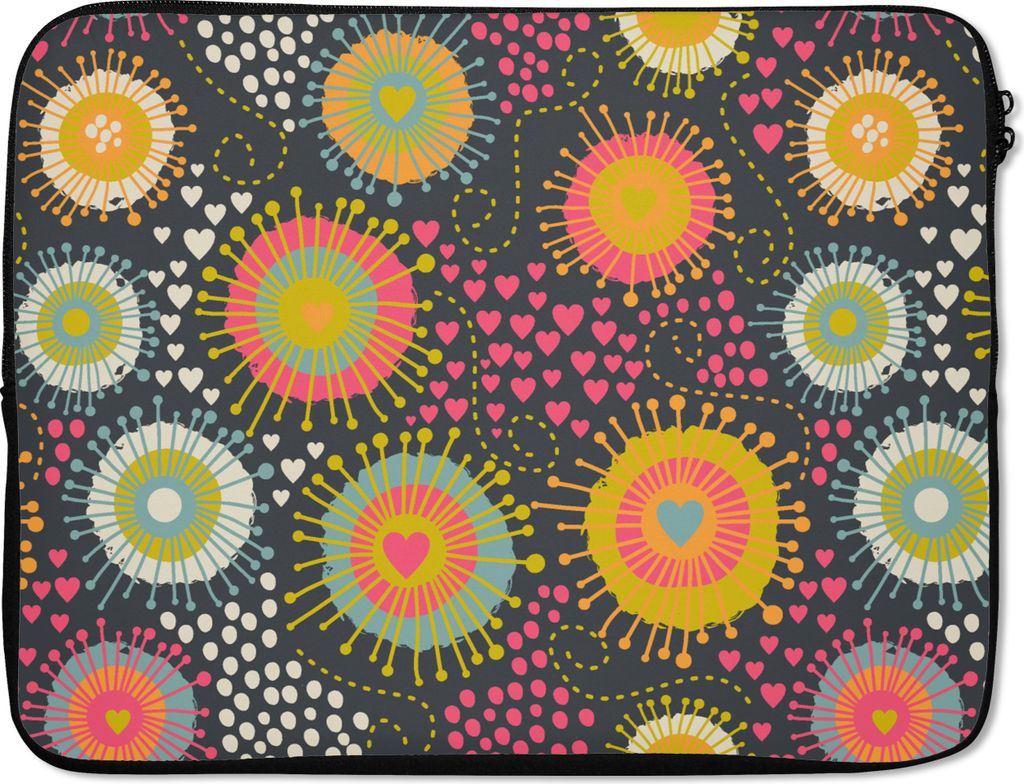 MuchoWow Laptop Hülle 17 Zoll Laptoptasche Mädchen - Herzen - Liebe - Muster - Mädchen - Rosa - Kinder - Kind - Zipper - Schutzabdeckung