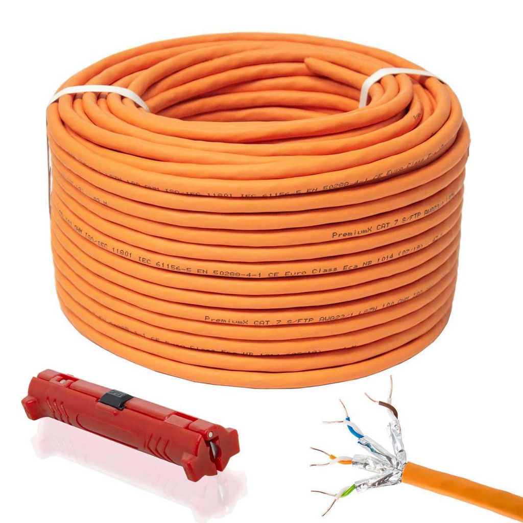 PremiumX 100m CAT 7 Netzwerkkabel Simplex LAN Ethernet Produktbild 