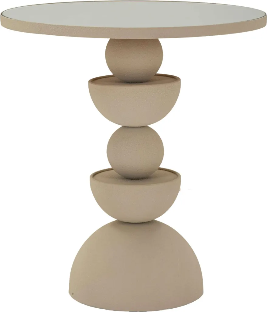 Table d'Appoint Idéale en Bout de Canapé Miroir et Métal Crème Düne