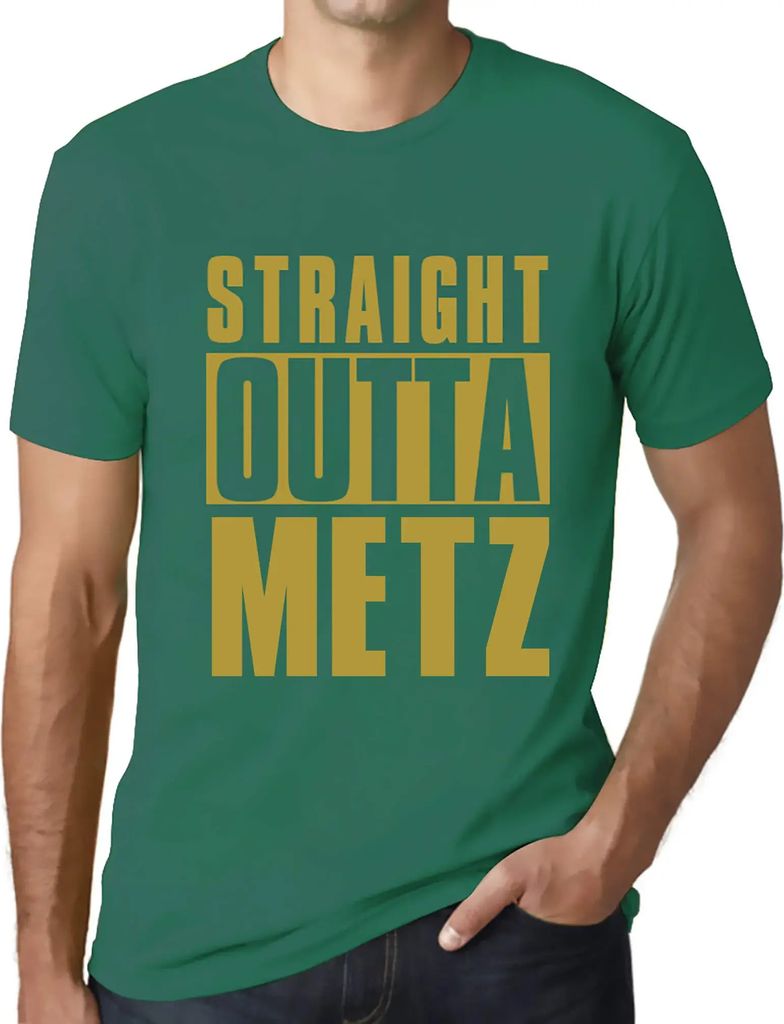 Herren Grafik T-Shirt Straight Outta Metz Öko-Verantwortlich Vintage Jahrgang Kurzarm Lustige Druck Geburtstag Geschenk Mann