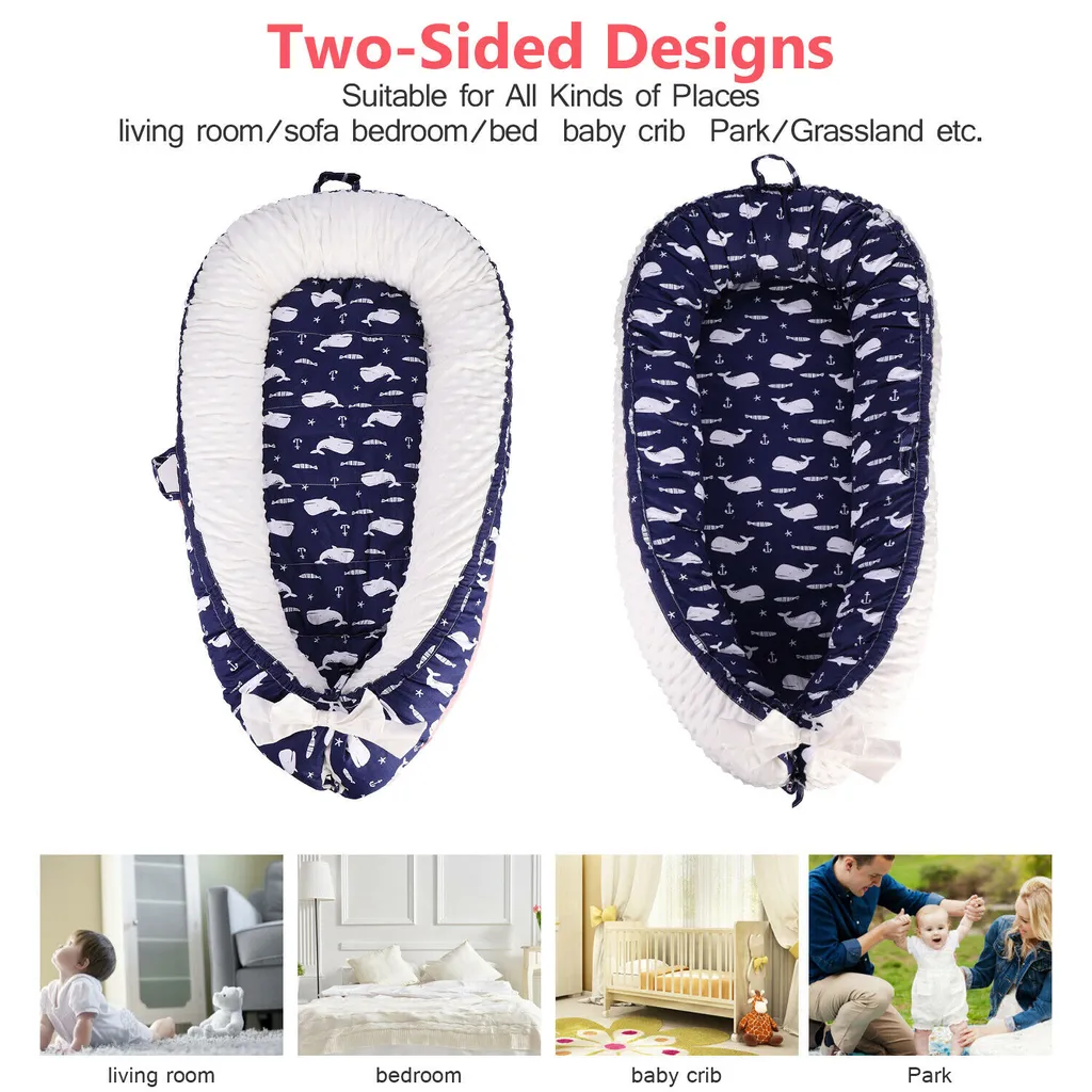 Lit Bébé Portable pour Cododo et Voyage Cocon Douillet Bleu Foncé
