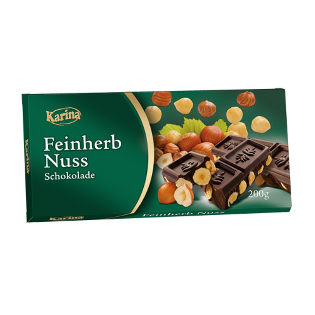 Karina Feinherbe Nuss Schokolade mit ganzen Haselnüssen