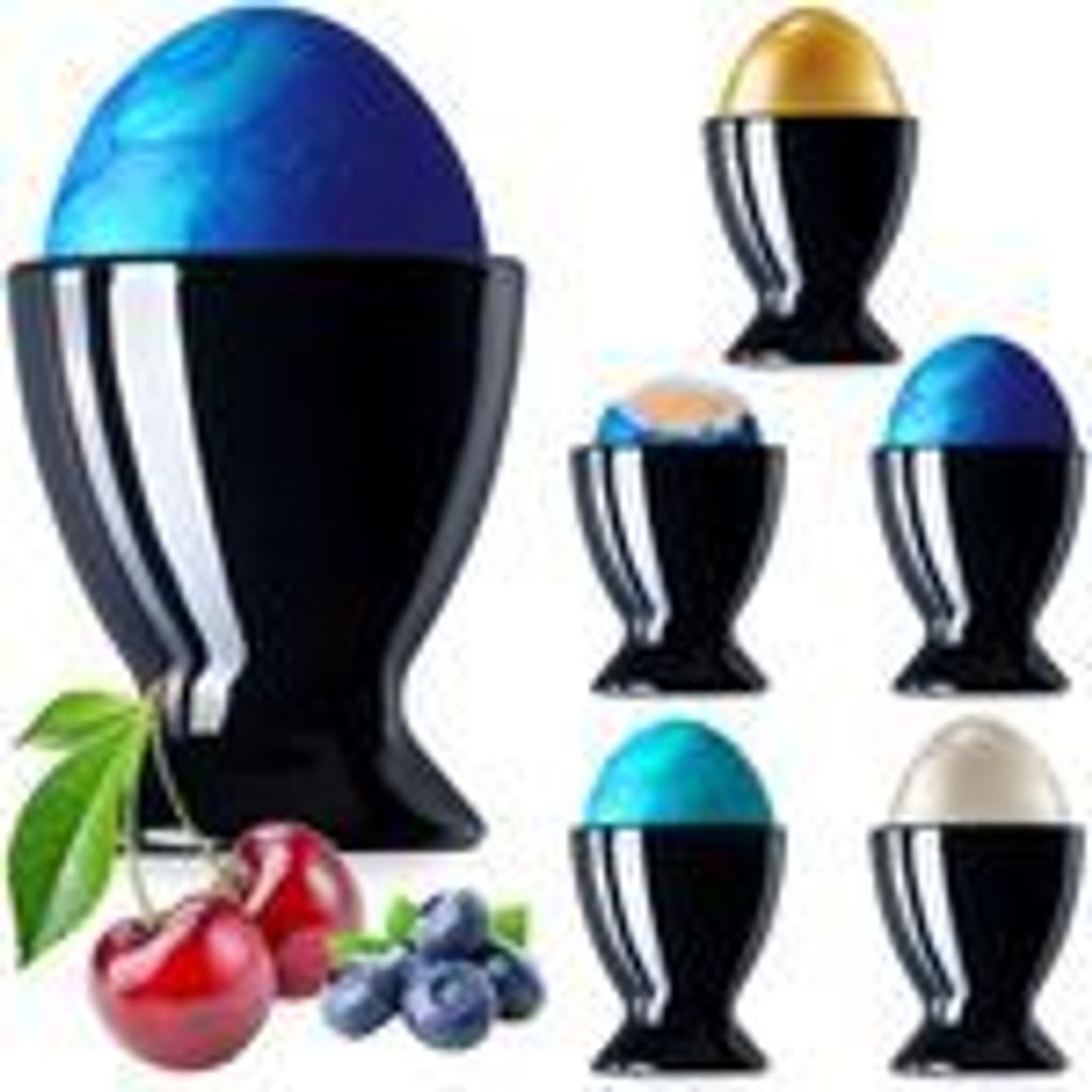 PLATINUX Schwarze Eierbecher aus Glas Set 6-Teilig Eierständer Eierhalter Frühstück Brunch Egg-Cup Likörgläser max. 35ml