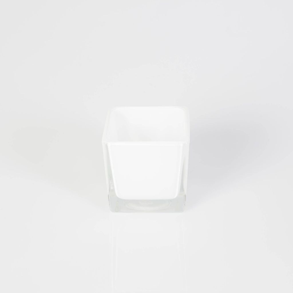 INNA-Glas Kleines Teelicht Glas Kim, weiß, 6x6x6cm - Tischlicht - eckiges Glas