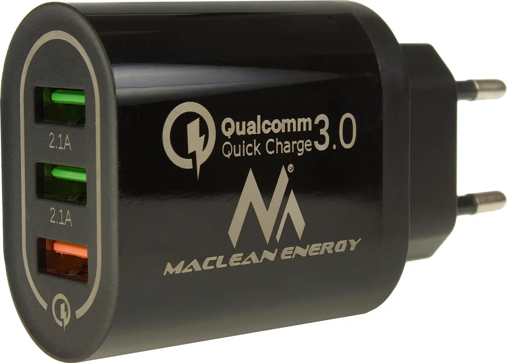 Maclean MCE479 Caricatore USB Casa e Ufficio 3 Porte Rapido 3.0