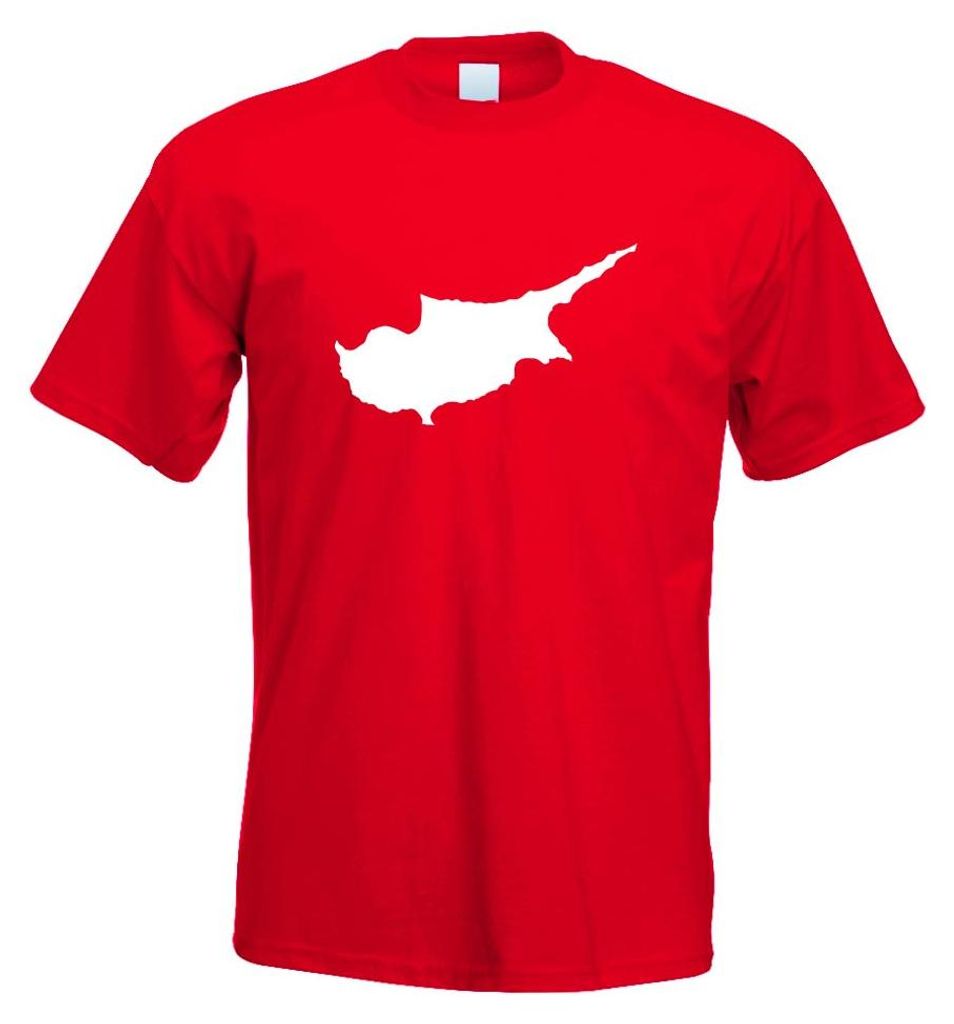 Kiwistar - T-Shirt - rot - Zypern Umriss Kontur Herren Funshirt Bedruckt Design Sprüche Spruch Motive - mit Motiv Bedruckt - Funshirt Design - Spo...
