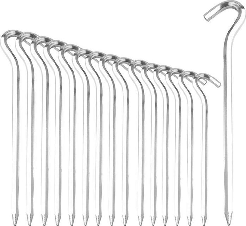 16 Stück 18 cm lange Zeltnägel, Aluminium-Campingnägel, Zeltzubehör für harte Böden