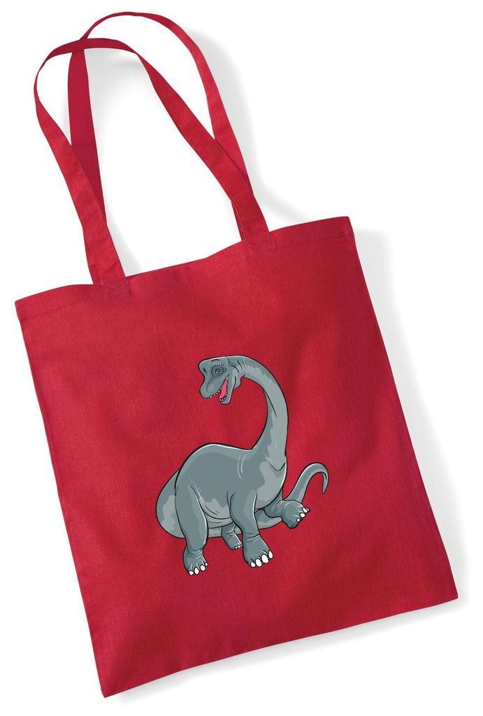 Huuraa Jutebeutel Brachiosaurus Dinosaurier 10 Liter Classic Red Baumwolle Tasche Geschenkidee
