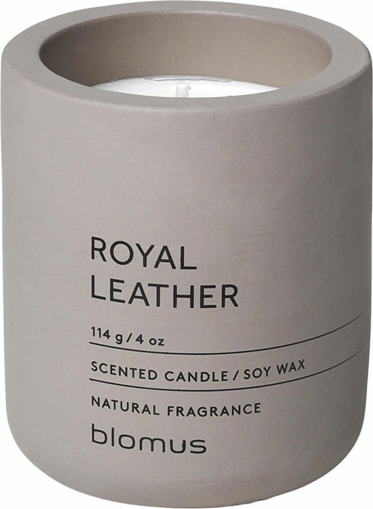 Blomus FRAGA Duftkerze Royal Leather, Duft Kerze, Candle, Beton, satellite, 8 cm, 65950