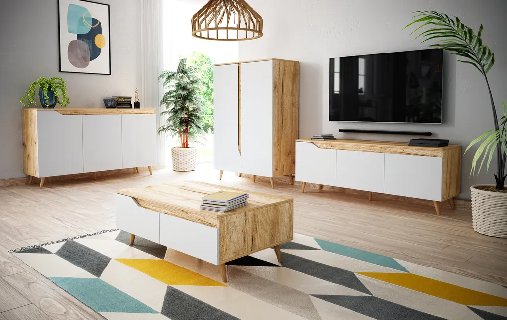 Table Basse de Salon avec Tiroirs Style Scandinave 100cm Modèle Tree - 2