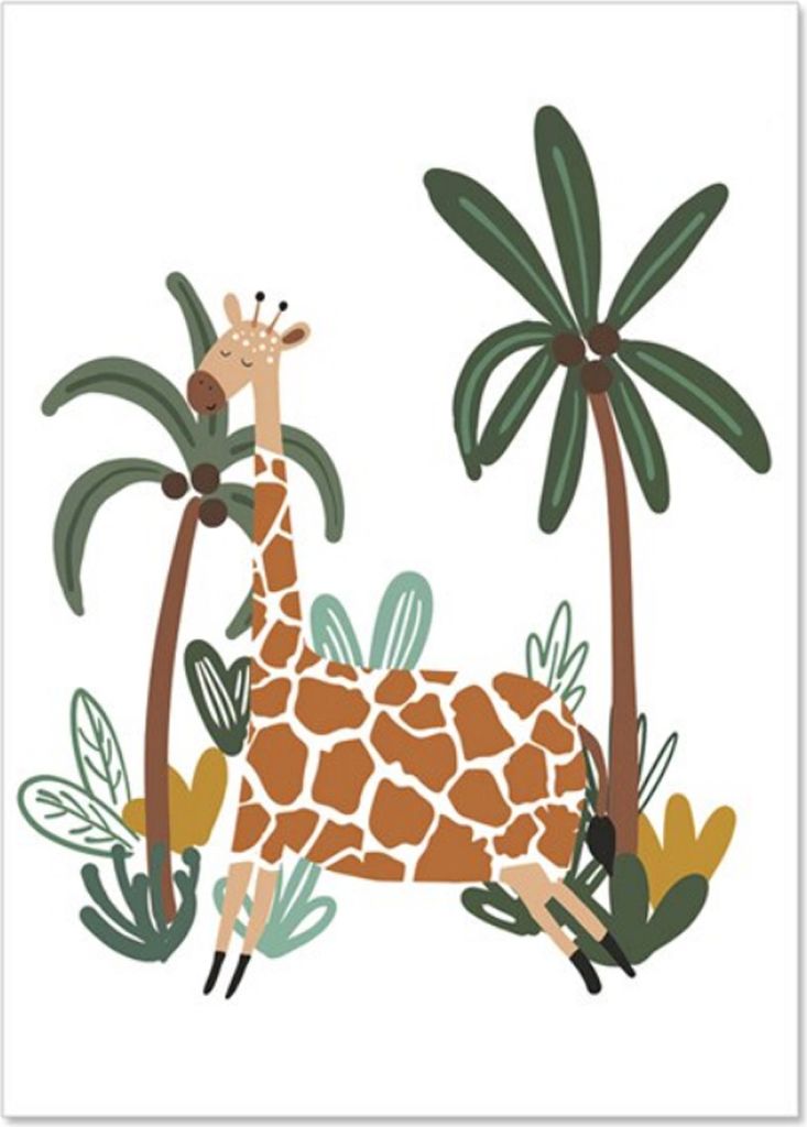 TPFLiving Kunstdruck LW-1200 (OHNE RAHMEN) Poster - Leinwand - Wandbild - Hochauflösender Giclée-Druck, langlebig und hochwertig - Affe, Giraffe,...
