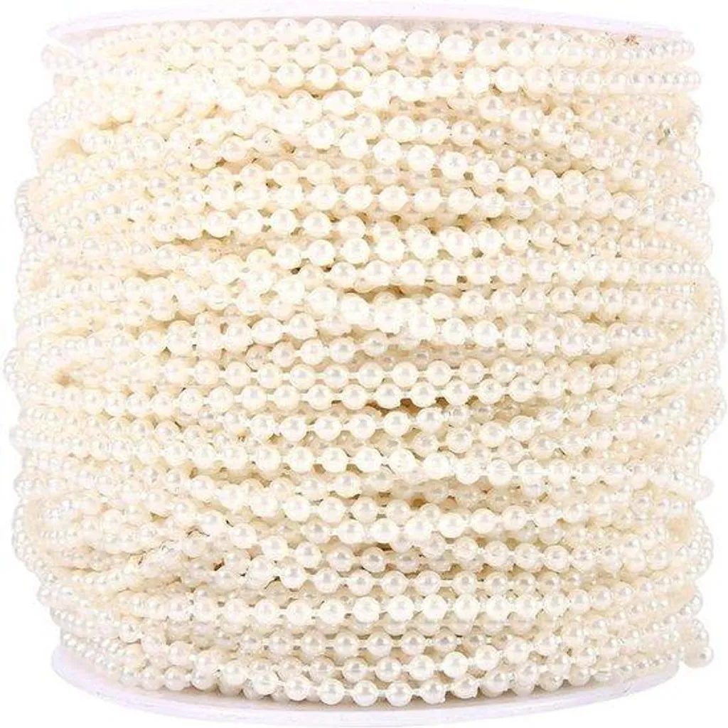 Rouleau de perles décoratives 50m beige pour centres de table et fêtes