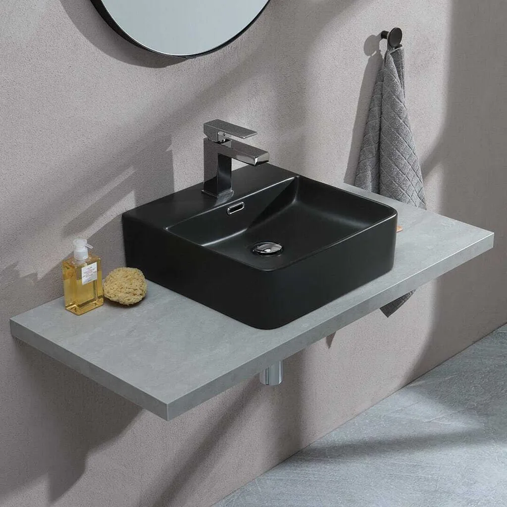 Lavabo Vetroceramica Nero Quadrato: Trasforma il Bagno in una SPA