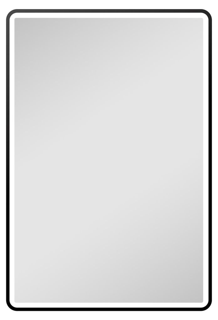 LED Badspiegel 80×60 cm, schwarz, Alurahmen, Licht Produktbild 
