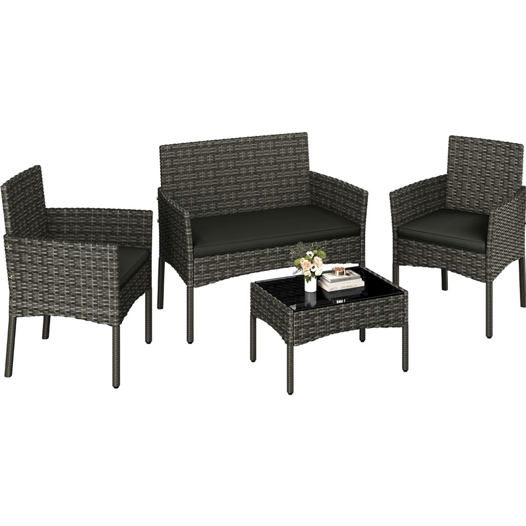 Yaheetech Polyrattan Sitzgruppe 4er Gartenmöbel Set inkl. Produktbild 